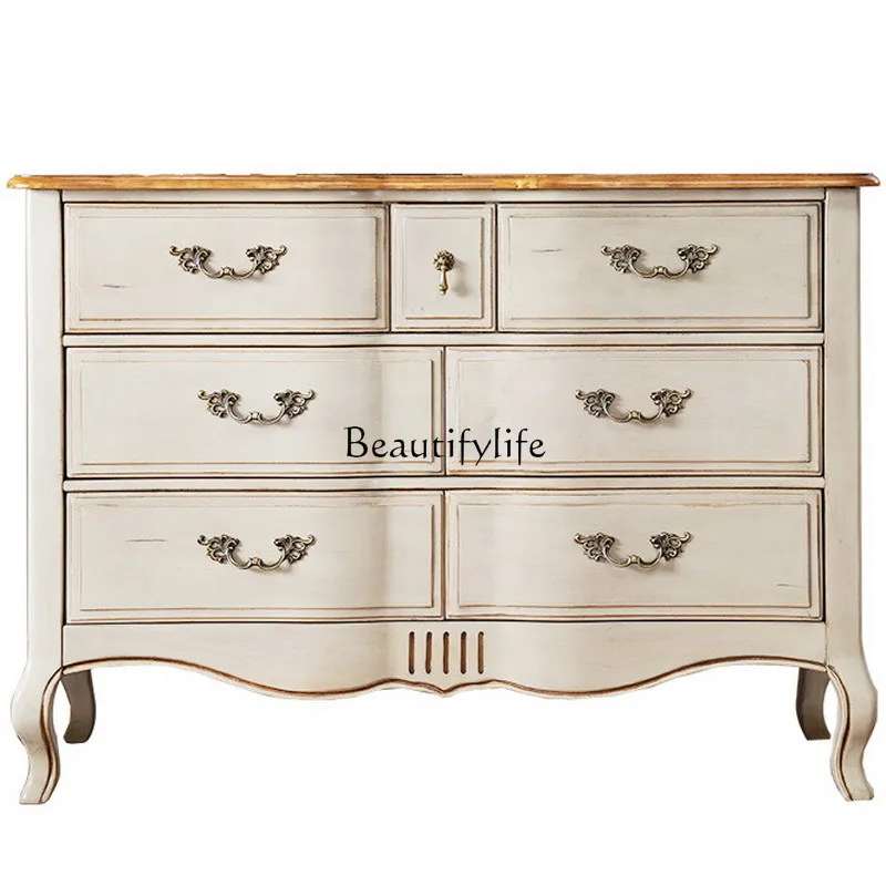 

*French retro wind cabinet American solid wood retro European dressing table storage locker