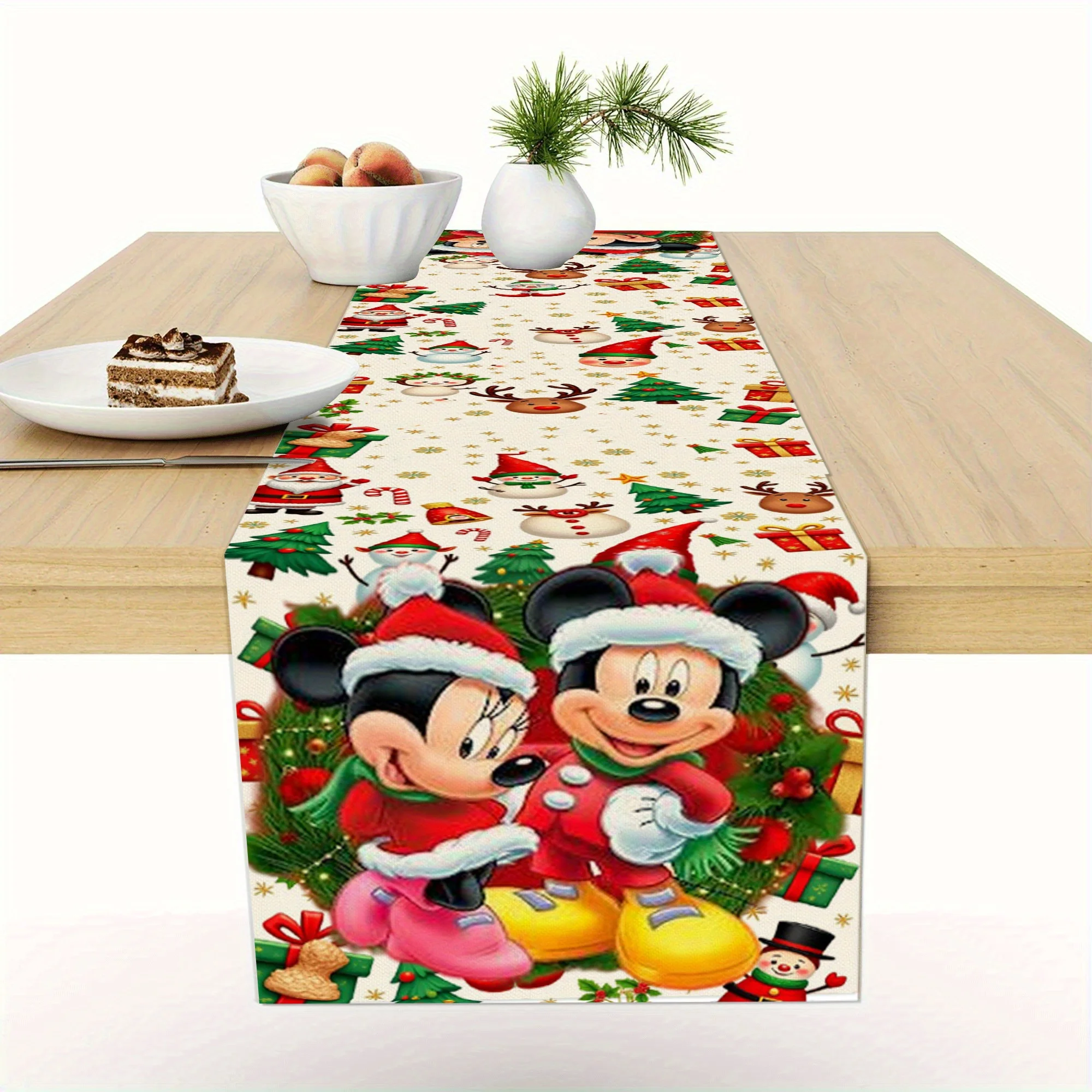 1 Piece of Disney Mickey Mouse Patterned Rectangular Tablecloth, Suitable for Dining Tables, Family Gatherings, Home Decoration, Christmas Decoration