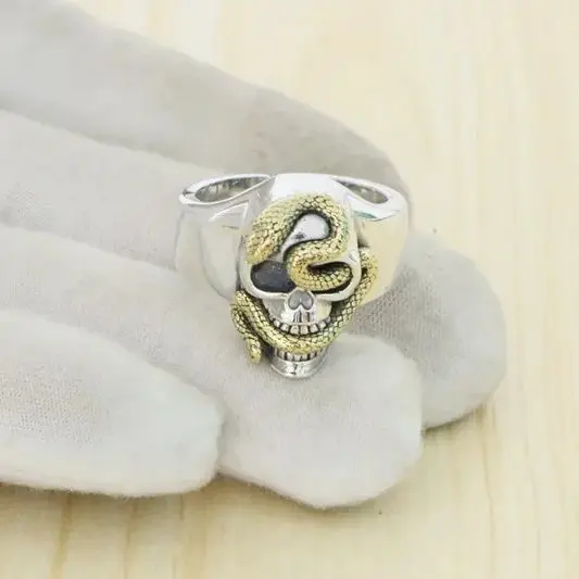 S925 Sterling Silver Ring Skull Head Shooting Punk Personalized Vintage Ring Jewelry Wide Edition  Gifts for Lovers