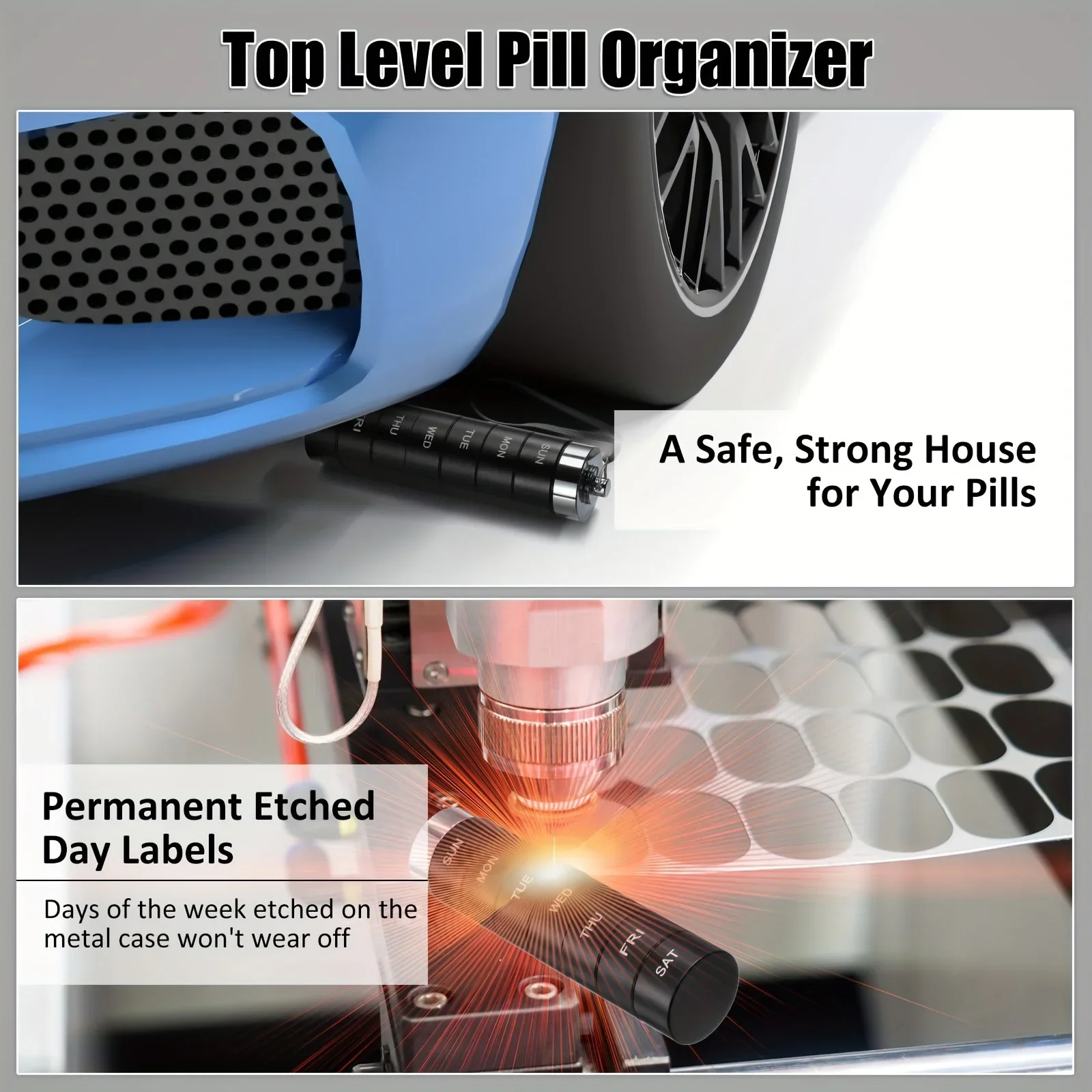 Portapillole in metallo portapillole da viaggio impermeabile settimanale portapillole da viaggio portatile portapillole da 7 giorni per contenere integratori di vitamine
