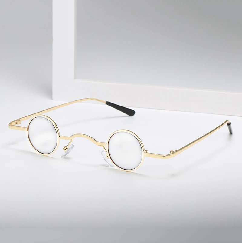 Vintage Mini Round Reading glasses 30mm Metal frame Retro Reader Clip-on Gold Silver Black