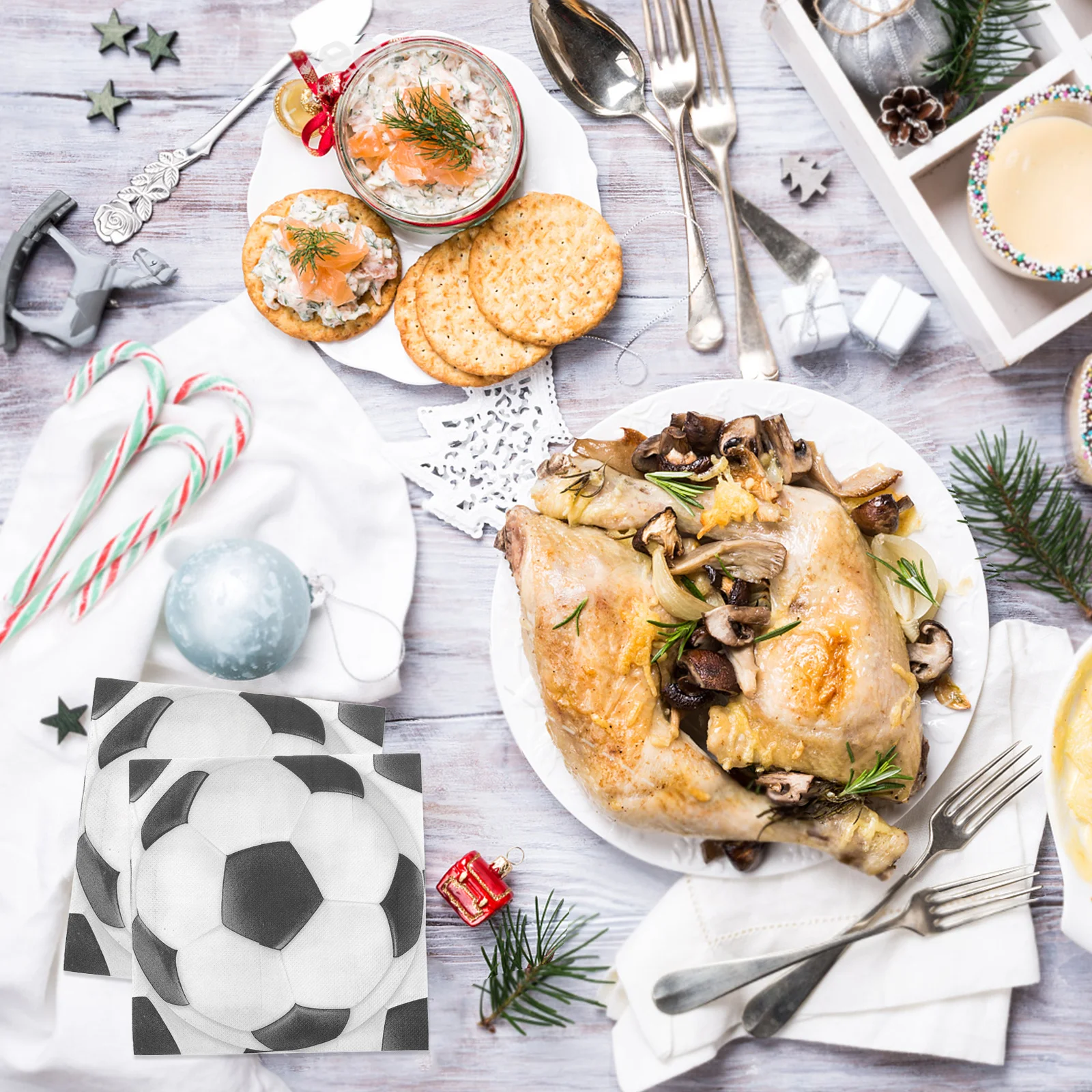 Guardanapos impressos de futebol, 20 peças, design vibratório de bola de futebol, alta absorção, uso de festa, papel grosso descartável para esportes temáticos