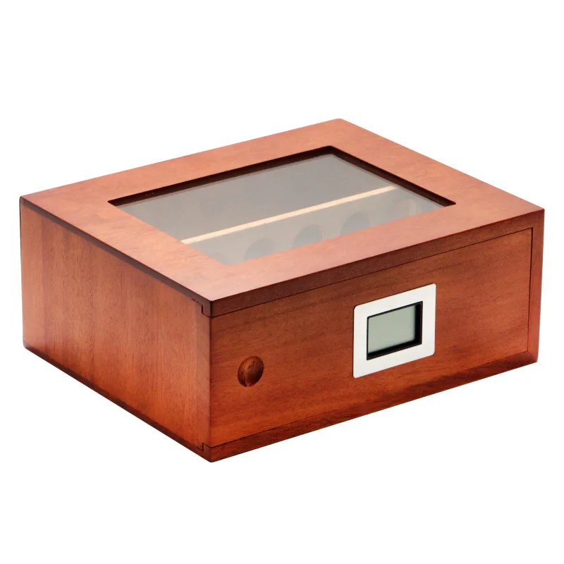 

Cedar Wood Cigar Box, Moisturize Cigar Cabinet, Top Glass Display, Humidor Holder, Humidifier, Hygrometer, 12 Pieces