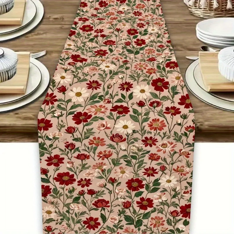 1-teiliger Tischläufer mit Blumenmuster, rechteckige Tischdekoration, Party, Festival, Picknick, Schreibtisch, Couchtisch, Thanksgiving, Herbst-Tischdecke