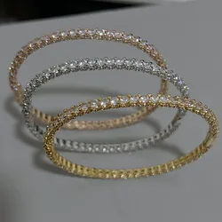 New Top Quclity Famous Fashion Luxury Jewelry Round Bangle For Women For Men Classic Party Wedding Gold Color Bangle Size16cm