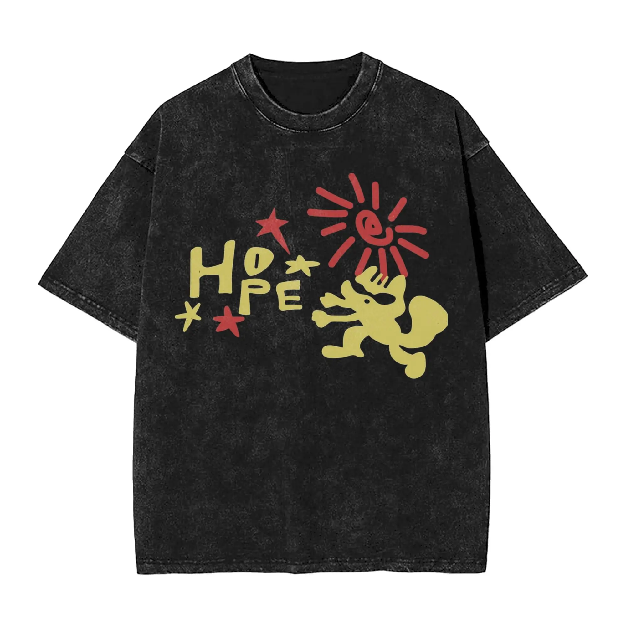 

Washed T Shirt HOPE on The Stage Hip Hop Vintage T-Shirts Oversize Kpop J-hope Streetwear Short Sleeve Summer Tees Men Women