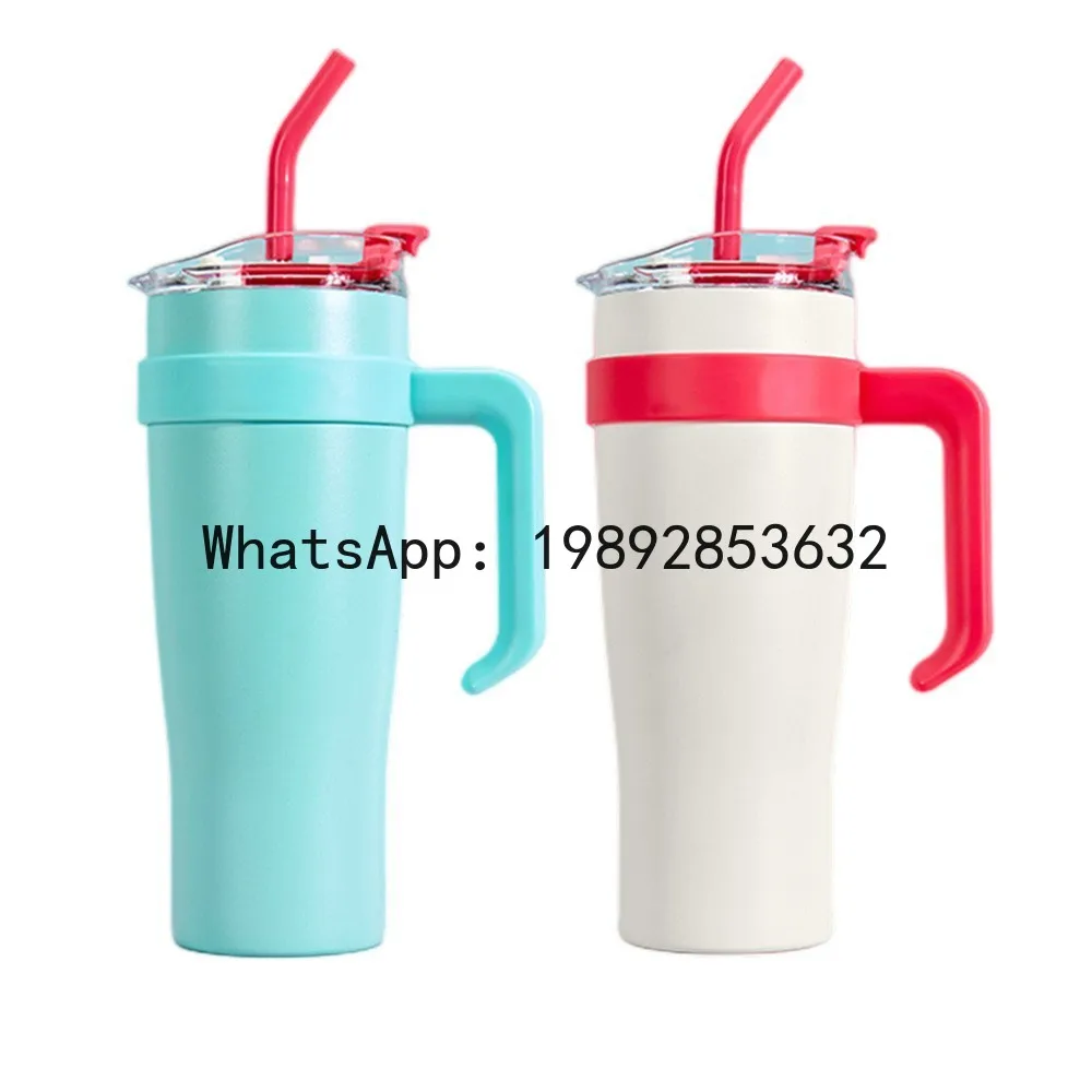 

ZZ coffee cup 40oz gradient ice cup 304 straw thermos large capacity handle car cup super large capacity