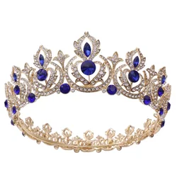 Fashion Full Round Gold Silver Tiara Green Crystal Golden Pageant Crowns Custom Made Tiara