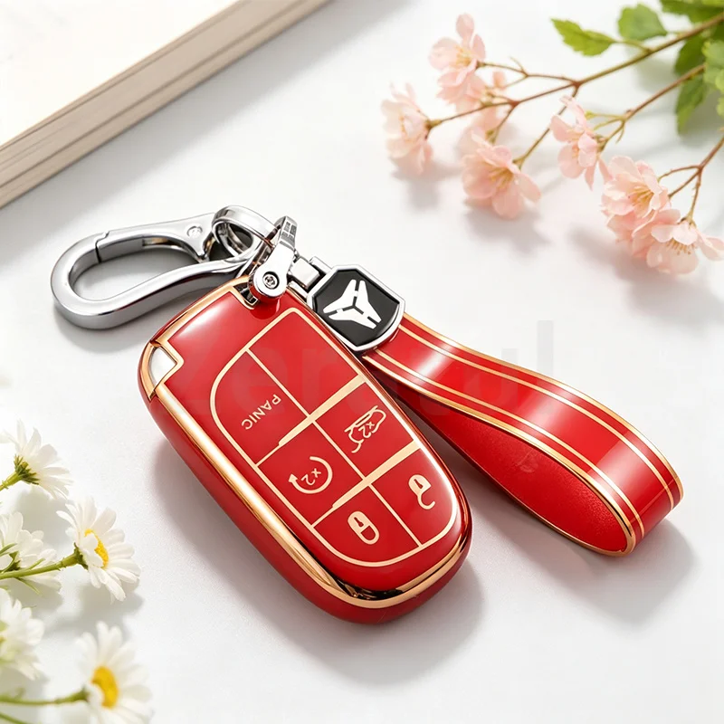 5 Buttons TPU Car Key Case Cover For Jeep Renegade Grand Cherokee For Dodge Ram Charger 1500 Challenger Chrysler 300C Journey