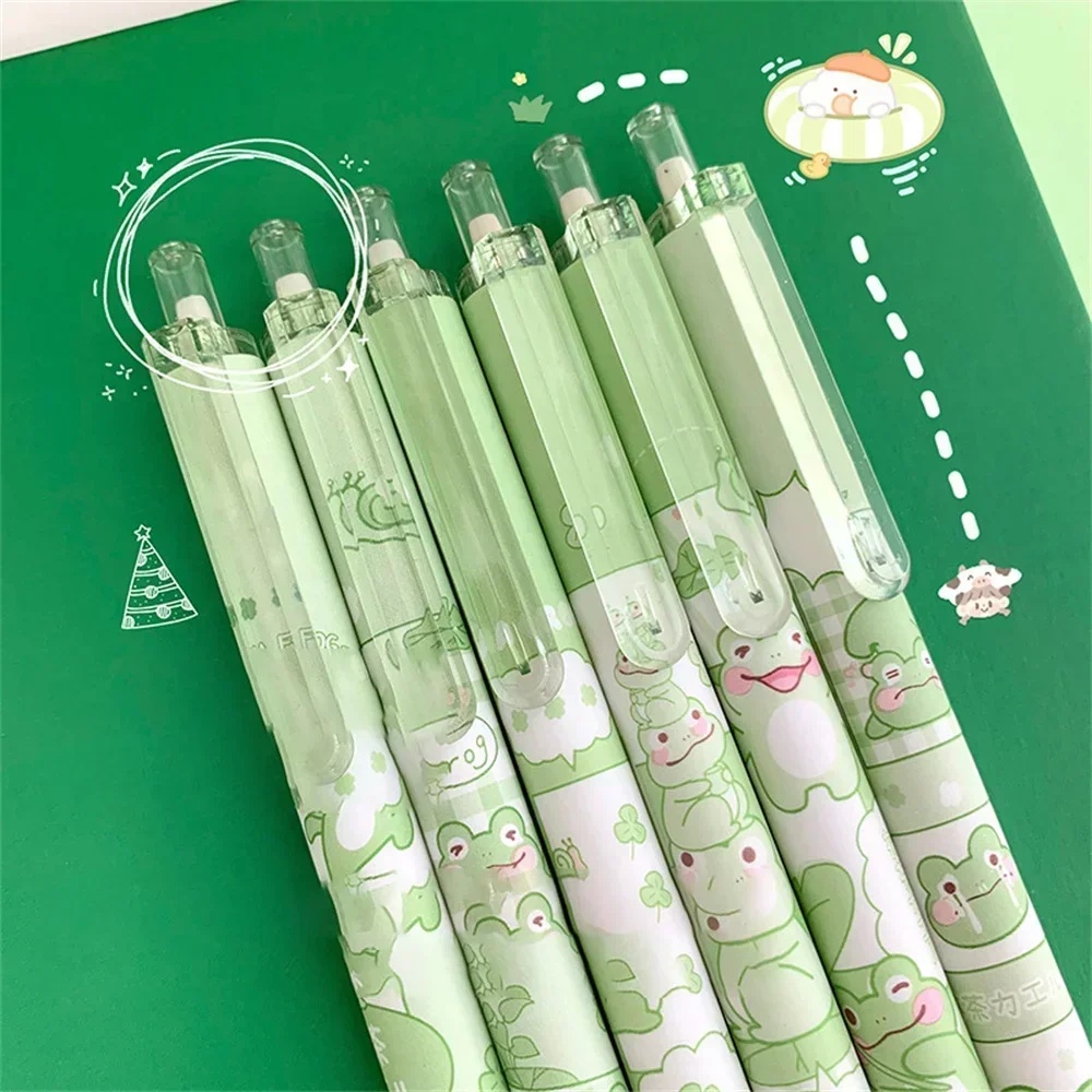 6 Pcs Cute Frog Gel Pens Kawaii Stationery Ballpoint Pen Ballpen Students Gifts Pen Fashion School Office Writing Supplies Pen