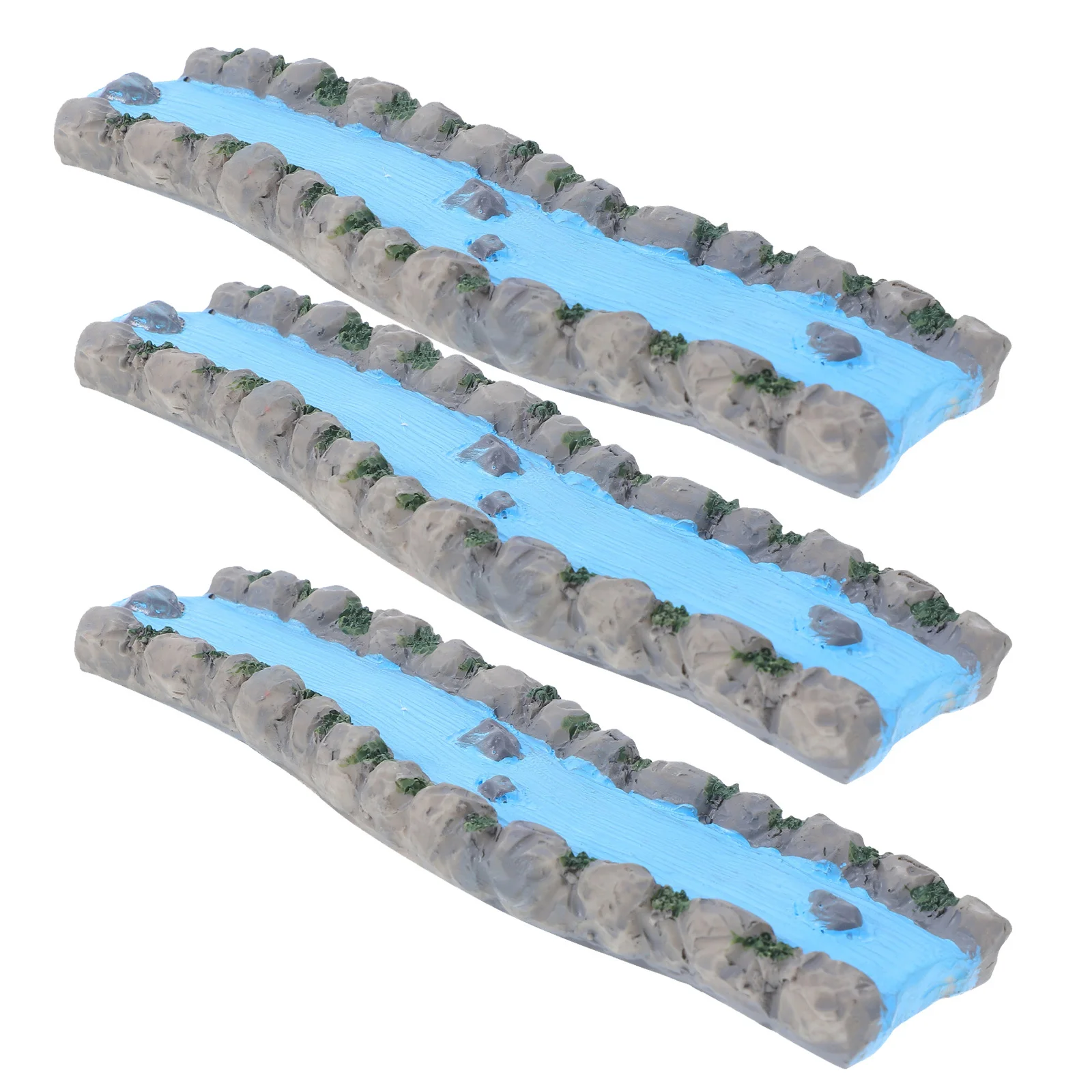 

3Pcs Resin Landscape Ornaments Mini Creek Easy Maintenance Realistic Miniature Lake for Home Therapy Rooms Water Feature Indoor
