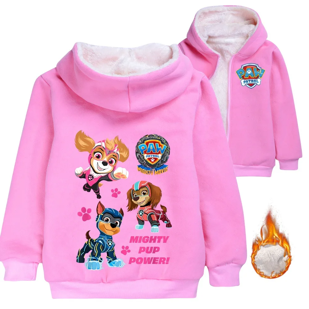 Paw Patrol Thicken Clothes Kids Autumn Hooded Sweatshirts Baby Girls Zipper Jackets Toddler Boys Long Sleeve Coats