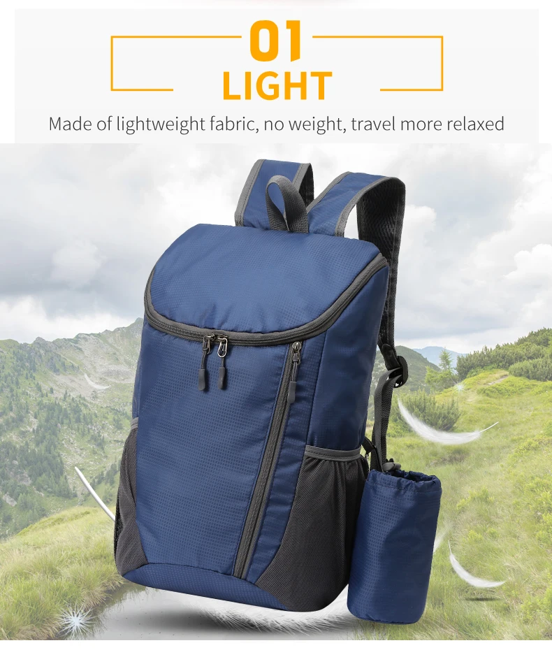 23L Tragbare Tag Pack Faltbare Rucksack Klapp Bergsteigen Tasche Ultraleicht Outdoor Radfahren Rucksack Reise Knapsack Wandern Handgepäck Tragbar Sport Laptop speicher Hautbeutel Wasserabweisend – Detail 4