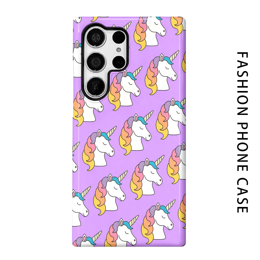 Purple Unicorns Phone Case for For Samsung Galaxy S26 S25 S24 S23 S20 FE A56 A36 Ultra Glossy HD Hard Cover Film Shell
