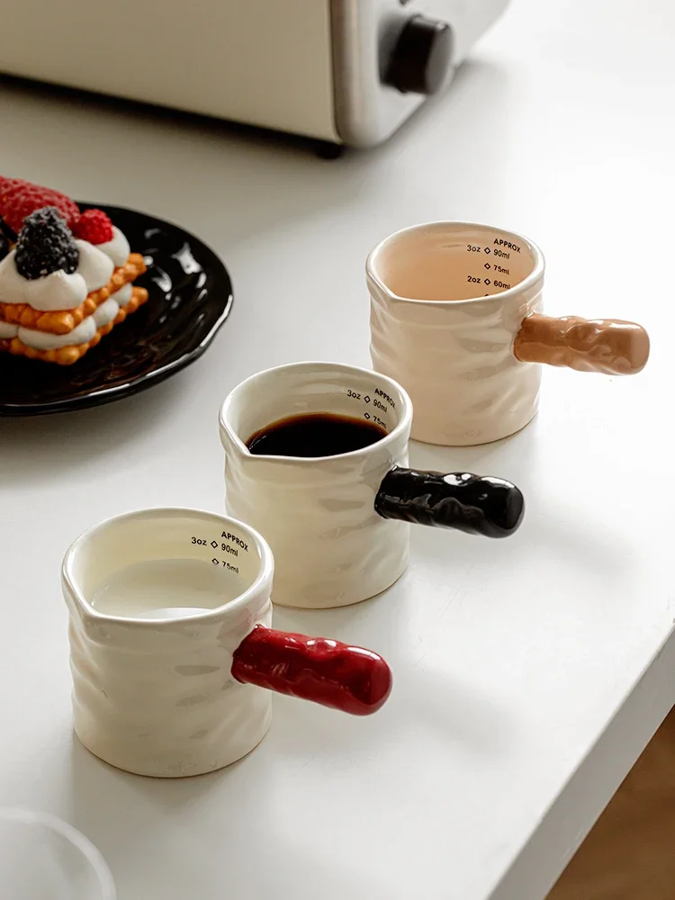 

Кувшин для молока на 3 унции/90 мл, чашка для эспрессо со шкалой, тонкая керамическая мерная чашка для кофе, экстракционная чашка, кувшин для молока