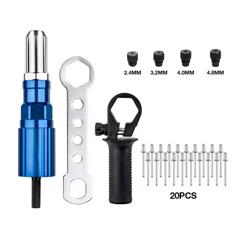 T21C For DIY Projects Electric Rivet Gun Adapter Kit 2.4Mm-4.8Mm With Drill Attachment Included
