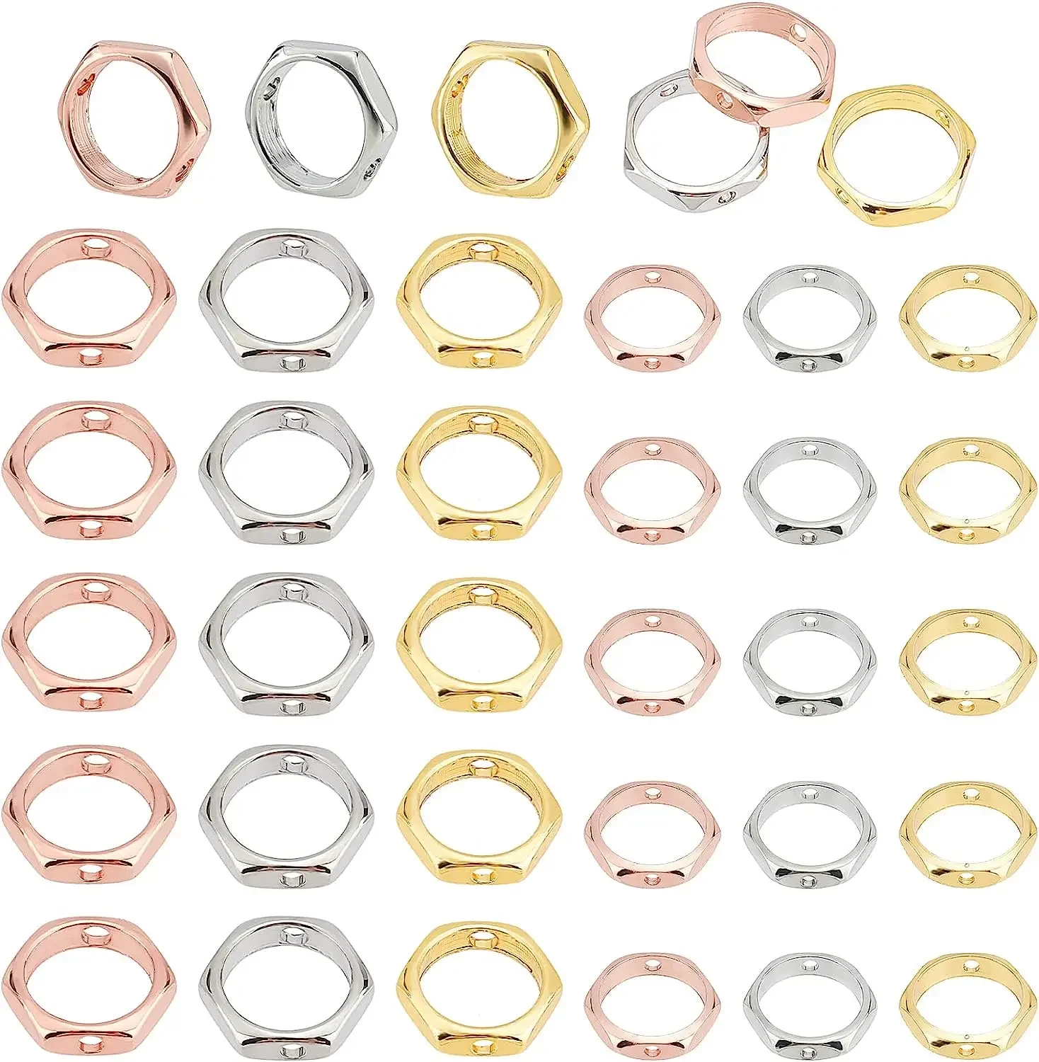 10Pcs Brass Gold Plated Hexagon Beads Frames Double Hole Connectors Bead Frame for DIY Earring Bracelet Necklace Jewelry Making