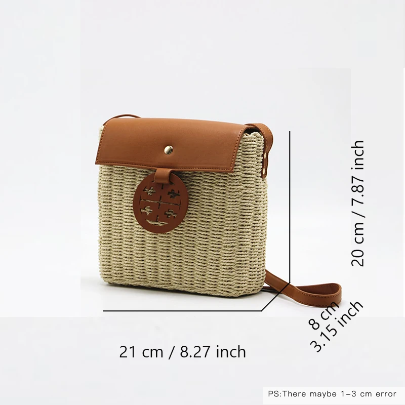 Women\'s Straw Bag Internet Celebrity Hot-Selling New Ladies Small Square Bag Versatile Shoulder Messenger Mobile Phone Key Purse