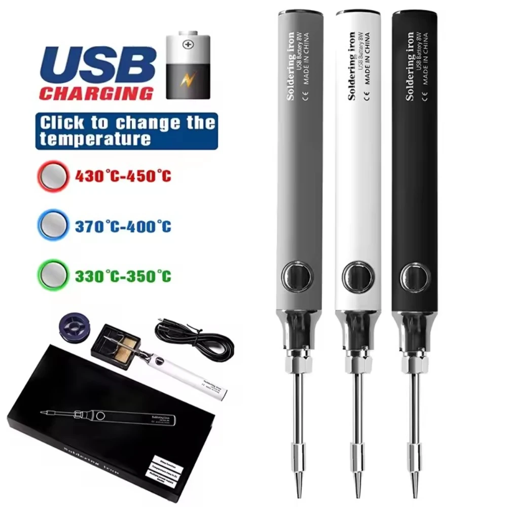 

USB Soldering Iron Wireless Charging Electric Solder Iron 5V 8W Fast Charging Lithium Rechargeable Portable Repair Welding Tools