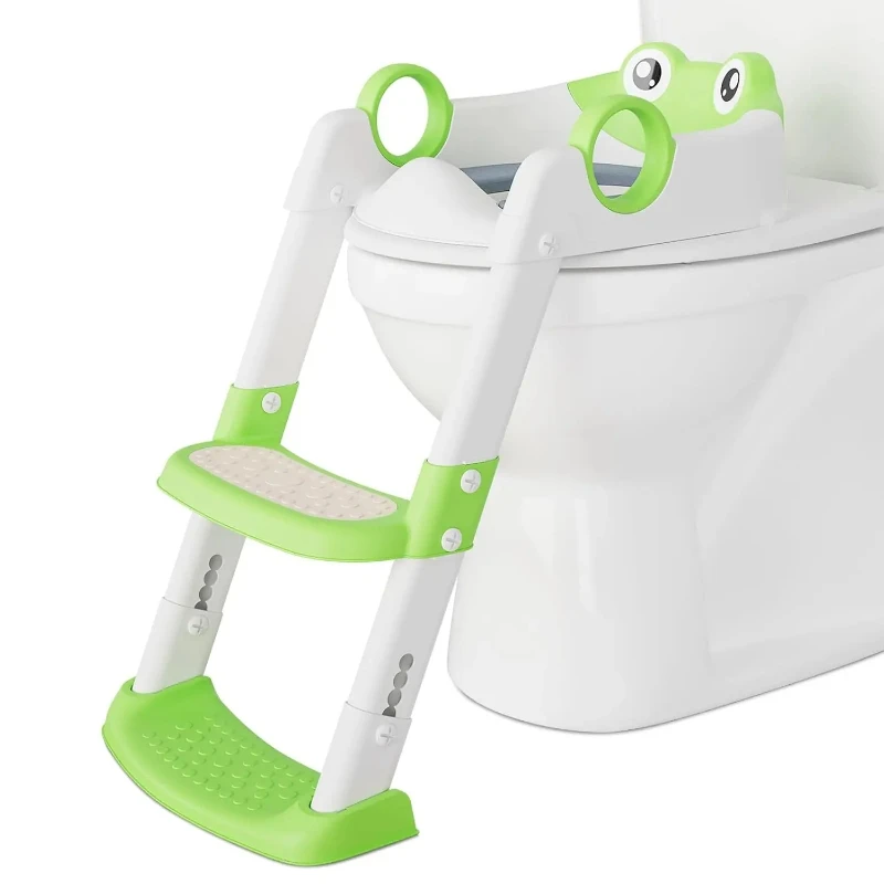 

2-in-1 Toddler Toilet Seat with Adjustable Ladder – Safe & Anti-Slip for Easy Potty Training