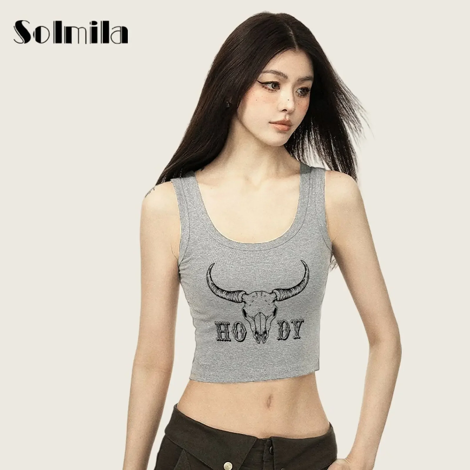 المرأة المألوف النمط الأساسي يمكن ارتداؤها كما الغرب الخارجي Howdy البقرة الجمجمة طباعة ضئيلة سترة الصيف امرأة الملابس س الرقبة تي شيرت #6