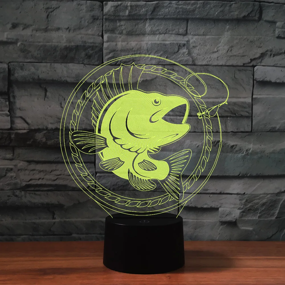 Nighdn Children Night Light Fish 3D Illusion Lamp 7 Color Changing USB Table Lamp Birthday Christmas Gift for Kids Bedside Lamp
