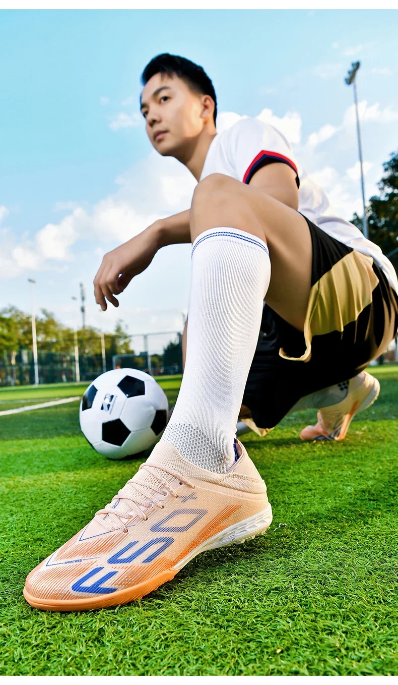 Neue Herren-Fußballschuhe, beliebte Fußballschuhe, rutschfeste Spielschuhe für Rasenplätze, hochwertige Sneaker, Hallenfußballschuhe, hohe Modelle für den Außenbereich. – Detail 17