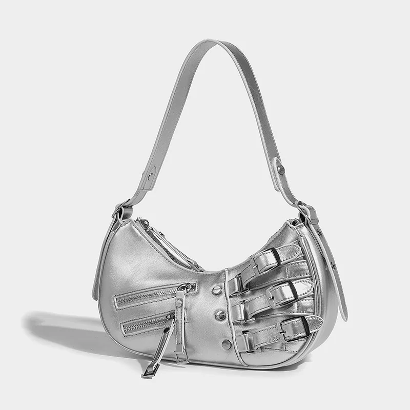 

Rivet Motorcycle Spring New Pudding Bag Single Shoulder Crossbody Bags Luxury Brand Design Underarm Bag Fashion Women's Bag