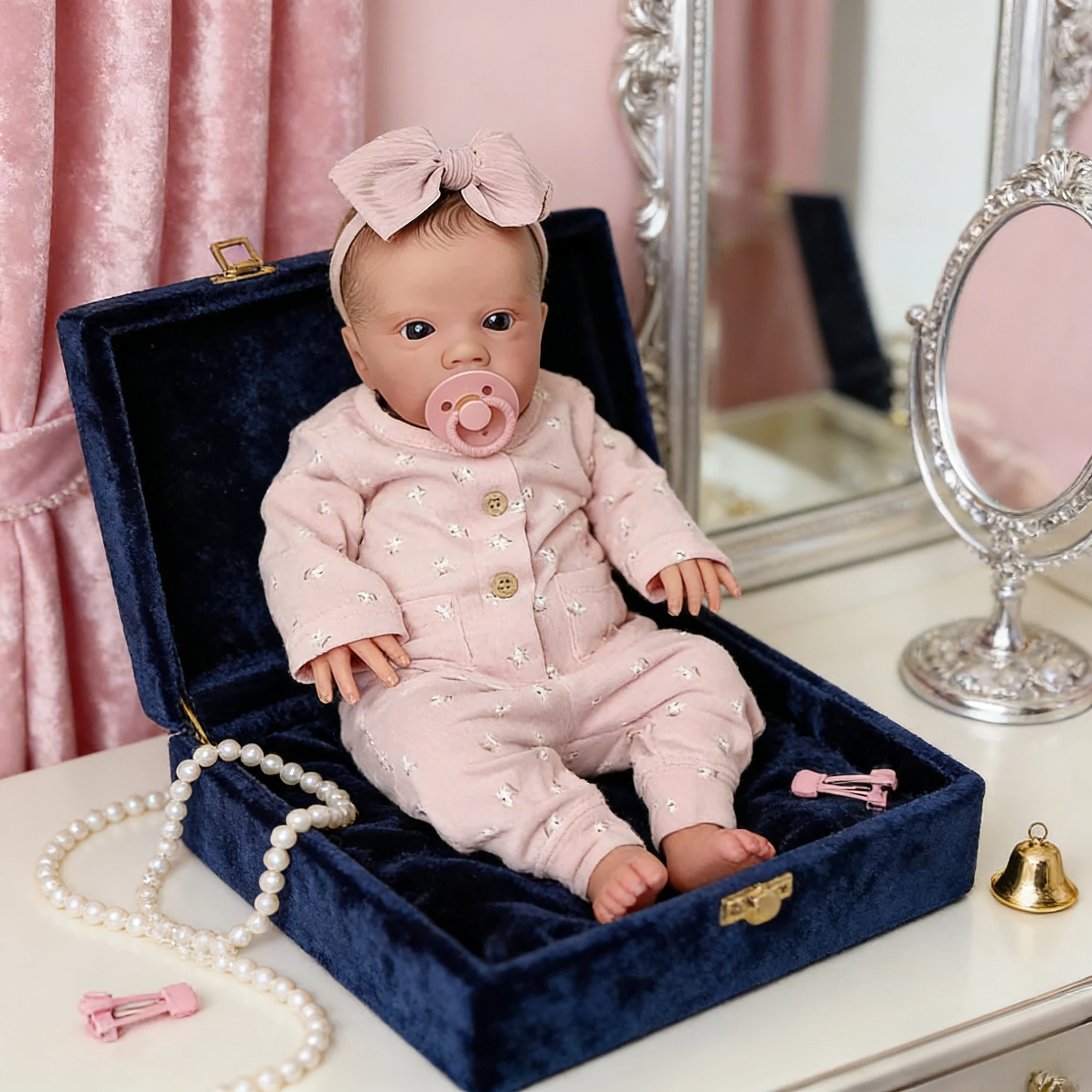 19Inch Lifelike Reborn Doll Primrose - Awake Style, Soft Cloth Body, 3D Skin (Visible Veins) & Hand-Drawn Hair