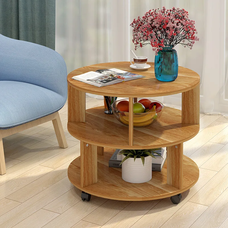 Coffee table simple modern Nordic round creative living room storage bedroom bedside cabinet side table assembly balcony small t