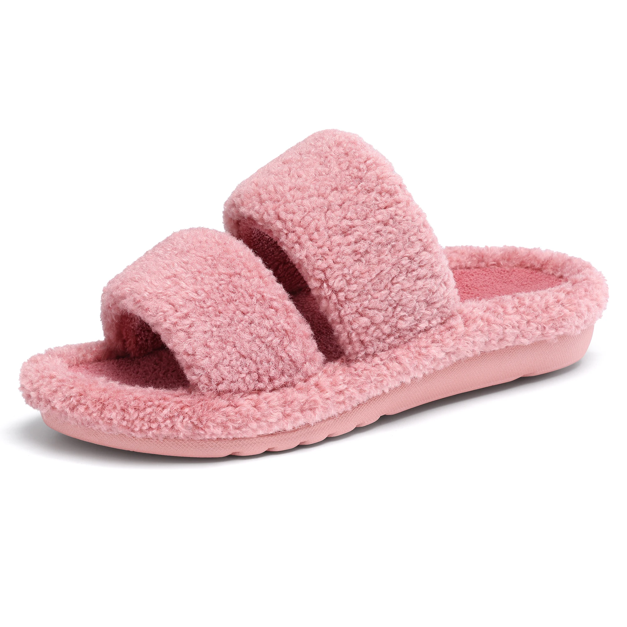 

Evshine Women's Winter Fuzzy Slippers with Arch Support Indoor Open Toe Cozy Fur Bedroom Shoes Ladies Plush Fluffy House Slides