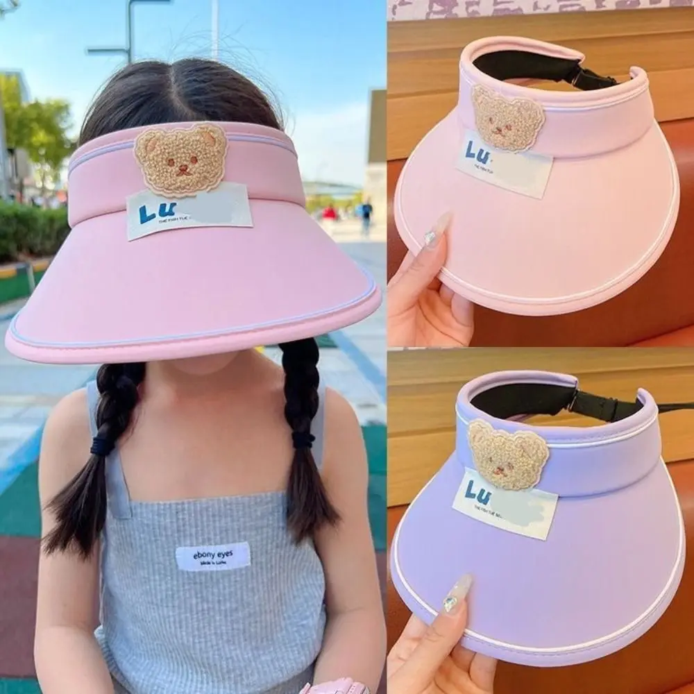 Shading Hat Bear Empty Top Hat Korean Style No Top Beach Hat Cartoon Sunshade Hat Anti-UV Sun Hat Children's Visor Hat Boy