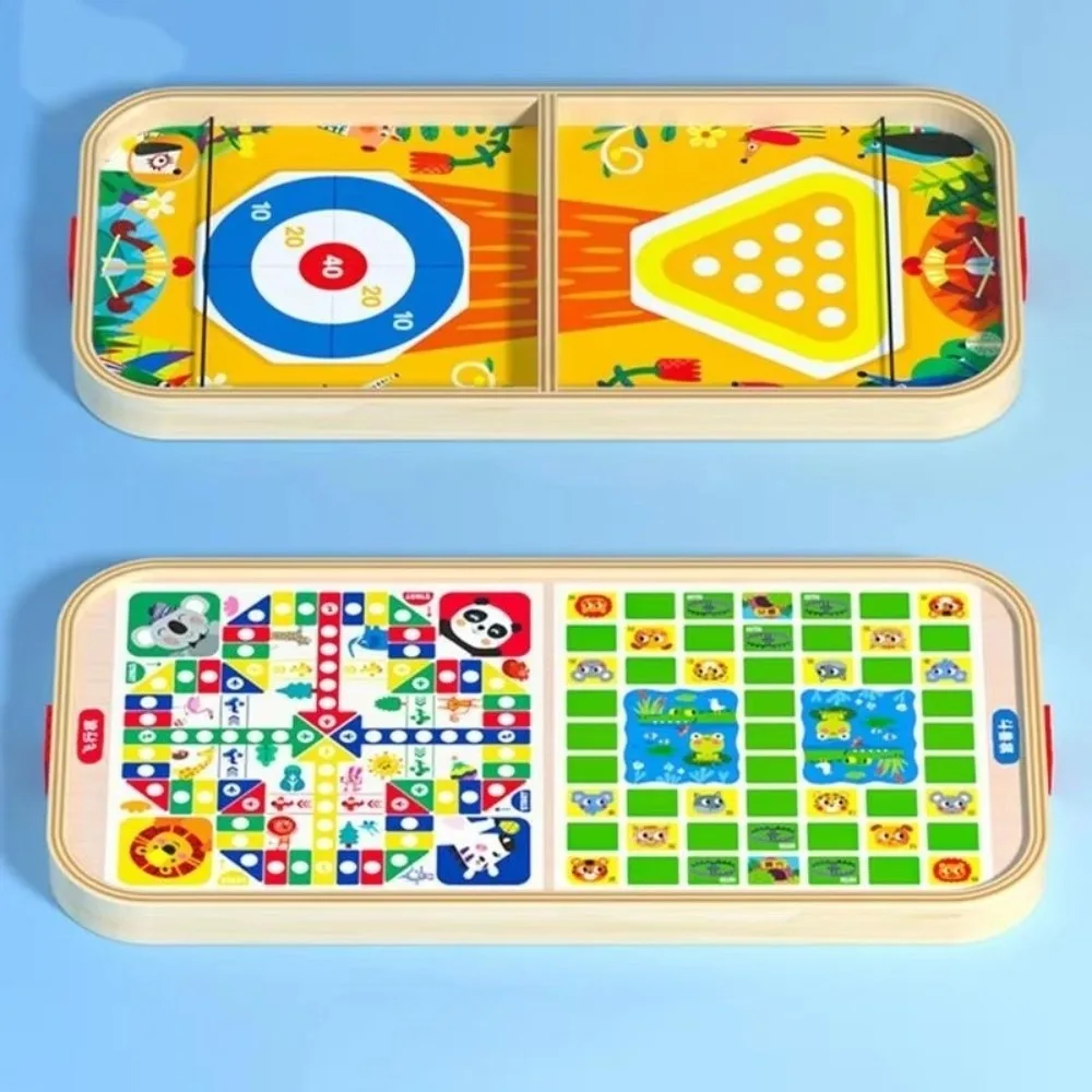 لعبة لوحة المعركة 5 في 1 مادة خشبية كلاسيكية متعددة الألعاب الشطرنج الوالدين للجنسين البولينج التفاعلية هوكي الجليد الأنشطة العائلية