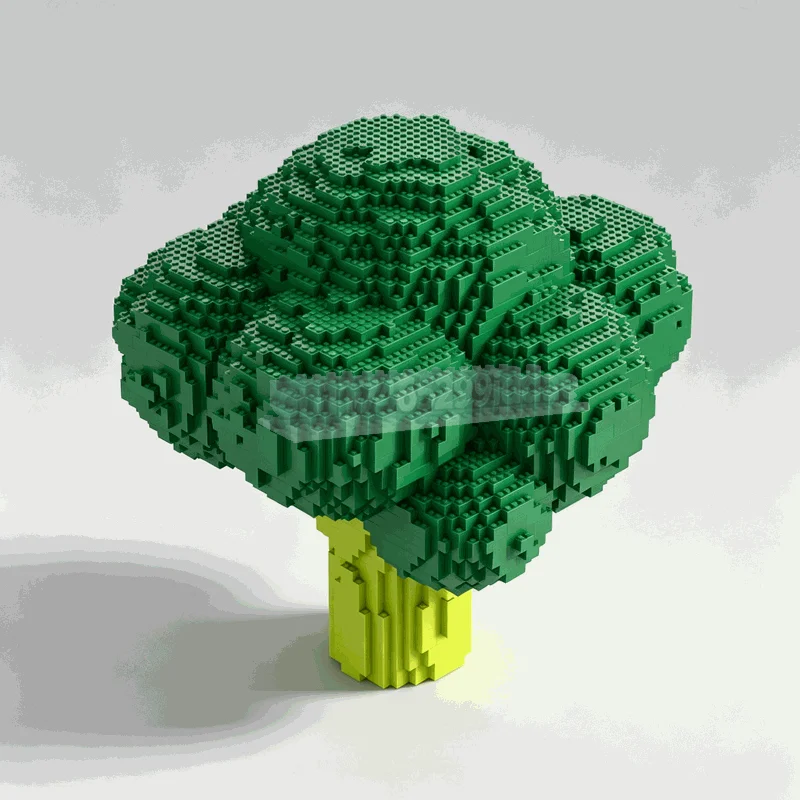 4532PCS Broccoli Life-Sized Sculpture Series MOC Model Custom Puzzle DIY Creative Assembly Educational Gifts Collection Display