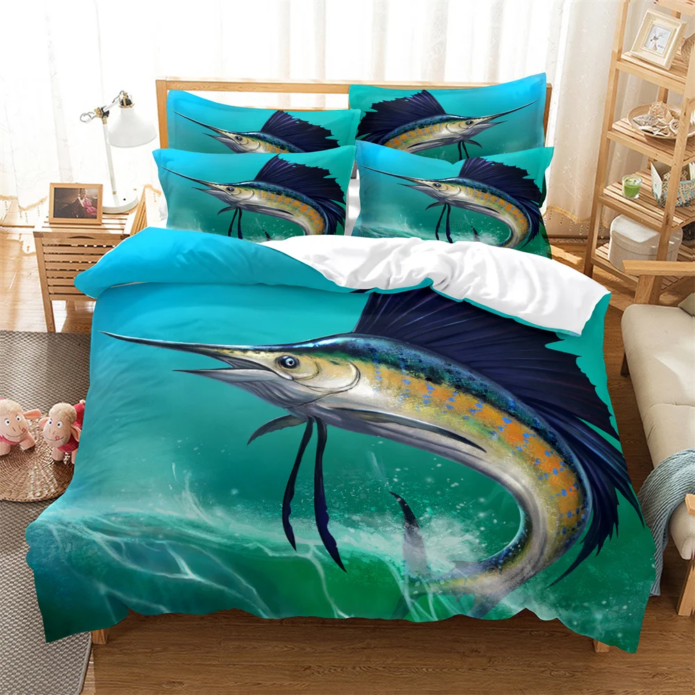 

3D Fish Bedding Set Queen Bedding Home Textiles Set Bedclothes Santa Duvet Cover Set Juego De Cama duvet cover set