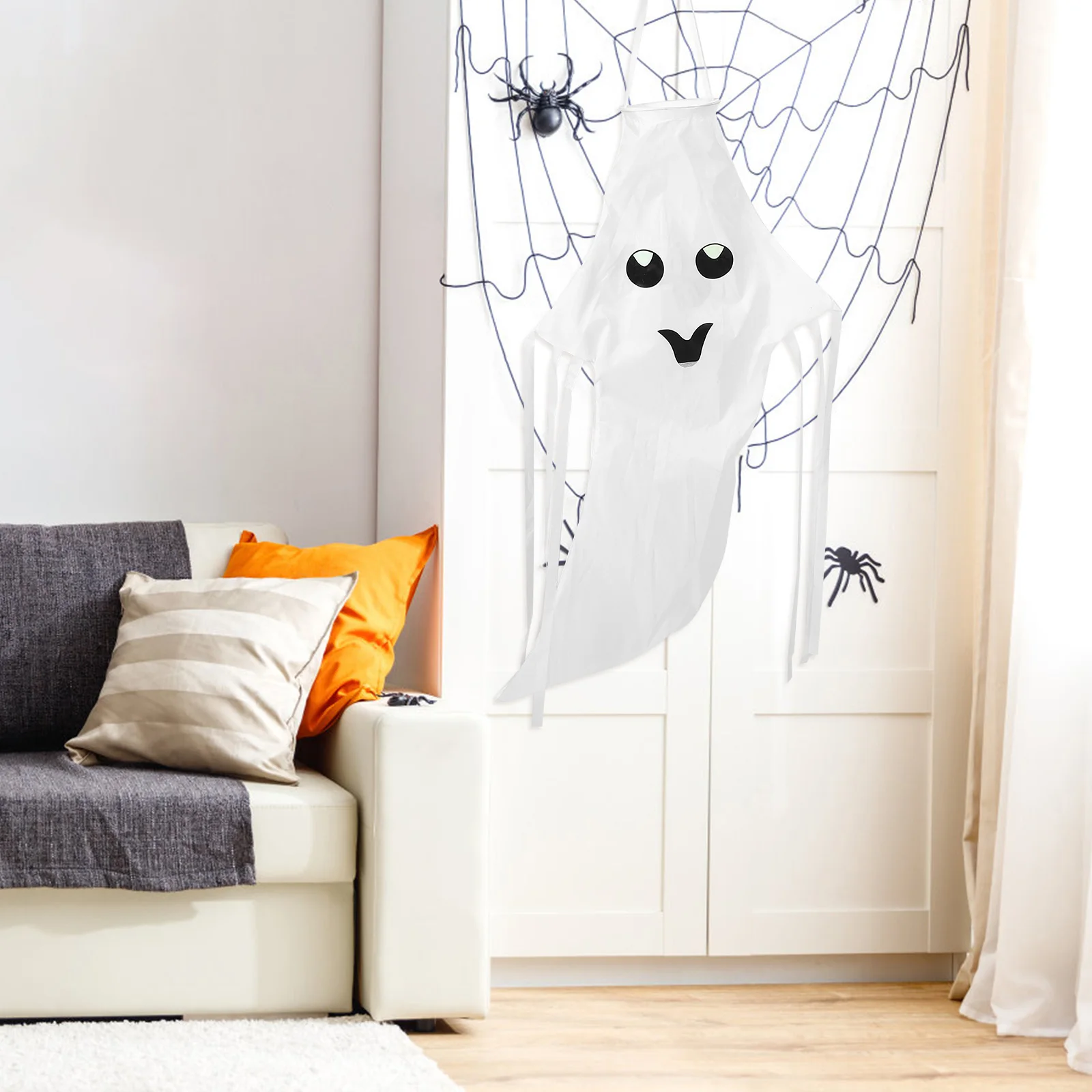 

2pcs Polyester Wear-Resistant Halloween Decor Decorative Hanging Windsock For Outdoor Garden Courtyard Horror Decoration Ghost