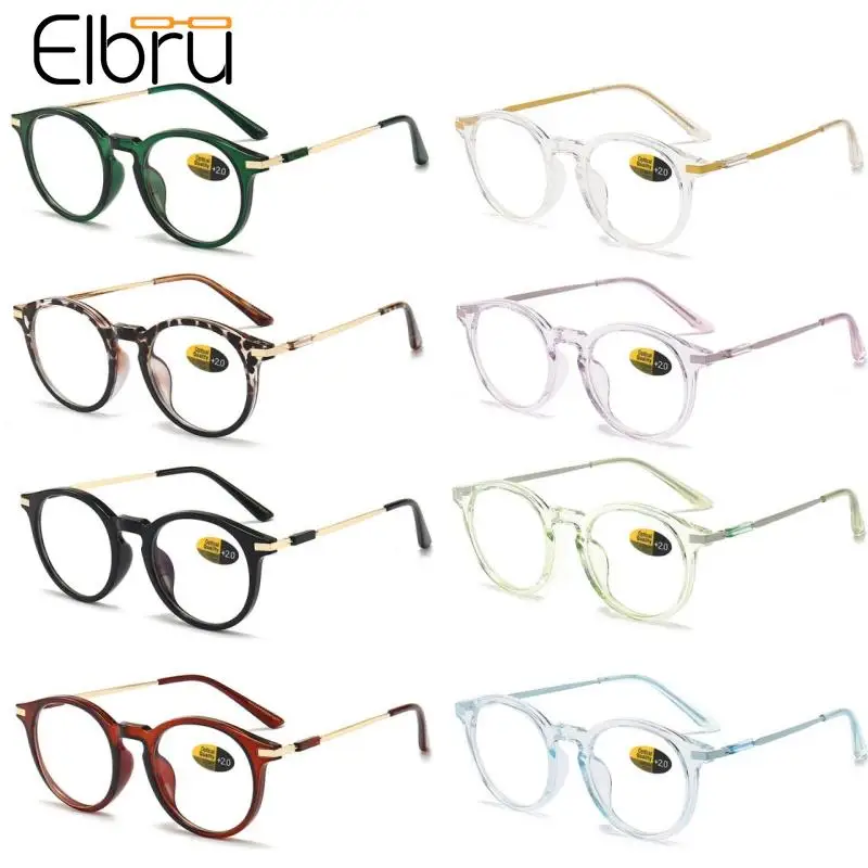 

Elbru Clear Reading Glasses Women Men Universal Round Anti Blue Light Presbyopic Eyeglasses Vision Care Diopters 0+0.5+1.0~+4.0