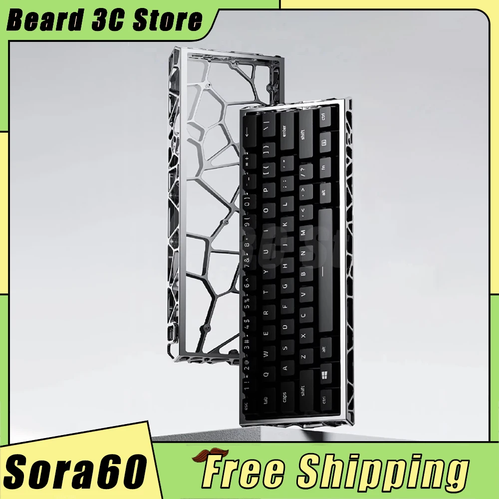 UR Studio Sora60 Mechanical Keyboard Shell CNC Aluminium Alloy Keyboard Shell Hollow Out Case GH60 PC Gamer Accessories Custom