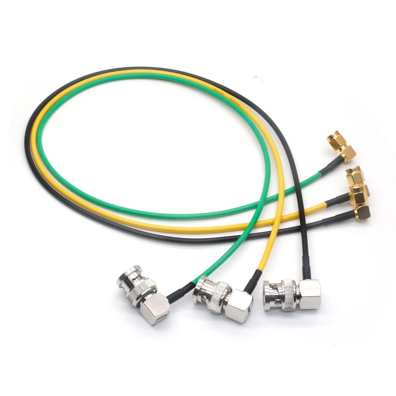 Yellow green black BNC Male Plug to SMA Male Plug RF Coaxial Converter Connector Pigtail Jumper Cable