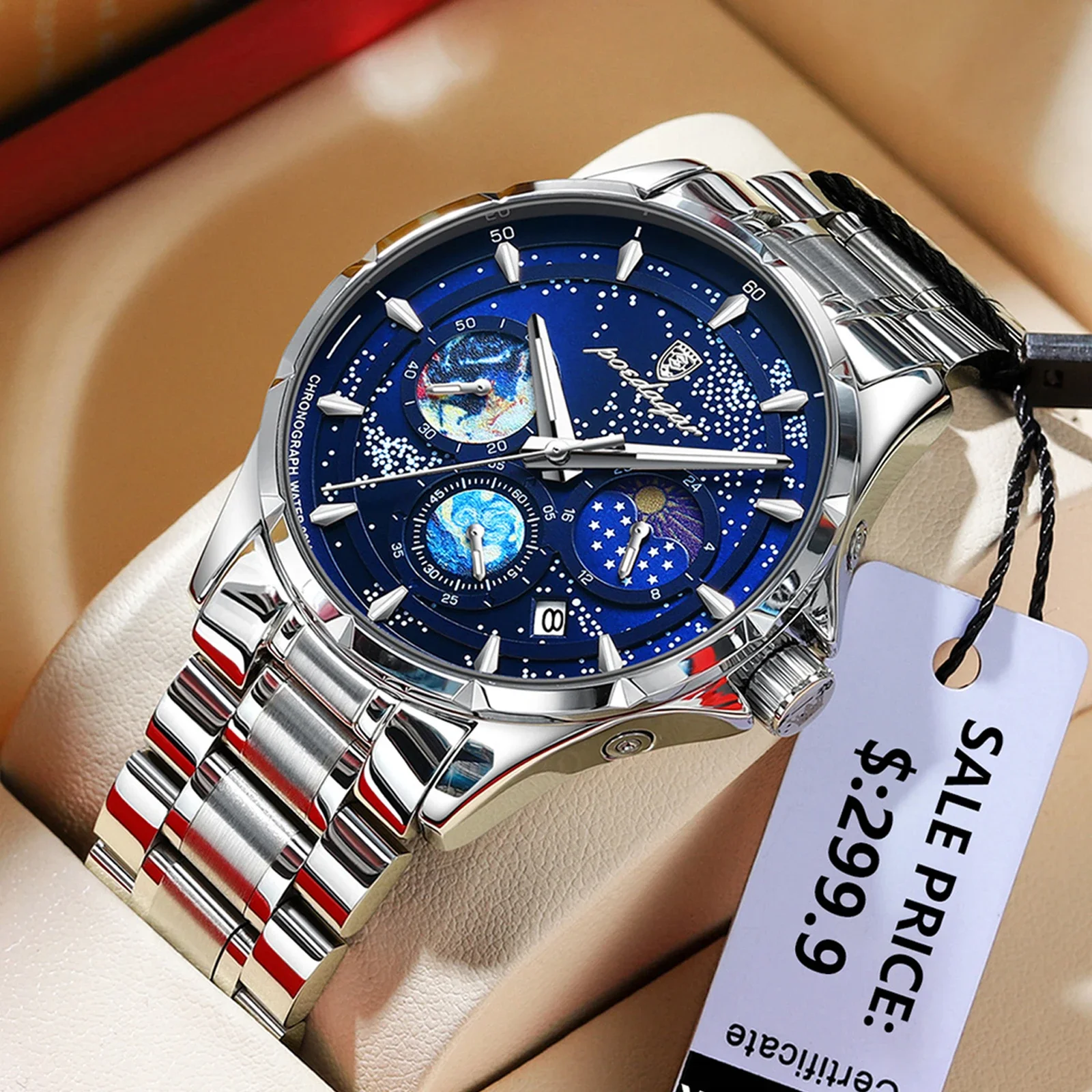 

POEDAGAR Luxury Man Wristwatch Luminous Waterproof Chronograph Date Men Watch Stainless Steel Men's Quartz Watches Reloj Hombre