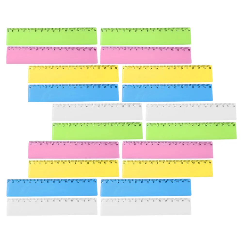 25Pcs Plastic Rulers Students Rulers Clear Rulers Colored Rulers Measuring Rulers Reusable Rulers rulers for students