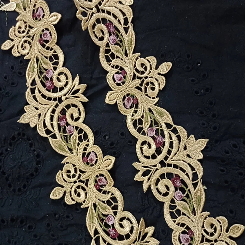 

16 ярдов, ширина 8 см, блестящий бежевый, розовый, полый цветок, Венеция, сделай сам, венецианское кружево, аксессуары для одежды различных предметов, бюстгальтер, юбка