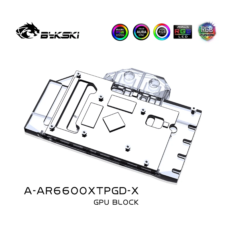 Bykski-Bloque de GPU A-AR6600XTPGD-X para Asrock Radeon RX6600XT, tarjeta de vídeo Phantom Gaming D, radiador de cobre refrigerado por agua