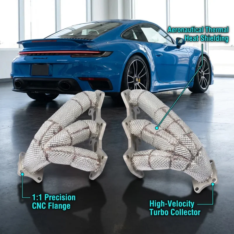 Factory Wholesale Exhaust Headers for Porsche 911 992 Carrera 3.0T Turbo S 3.8T with Heat Shielding Exhaust Manifold