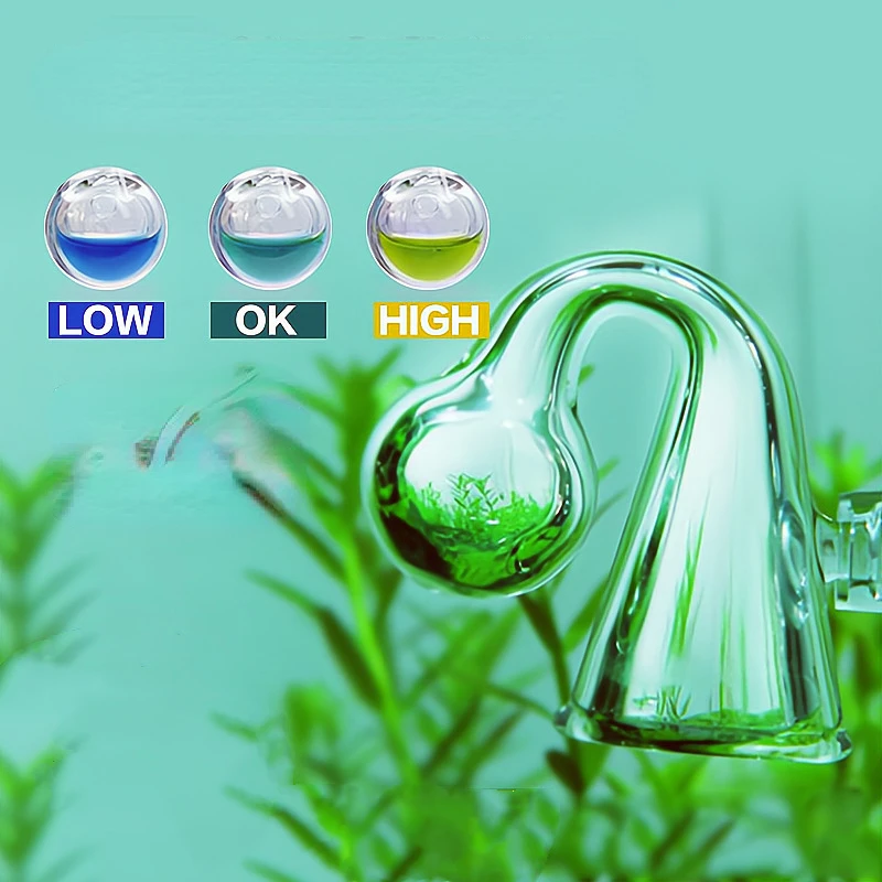 Diffuse Glass CO2 Drop Checker Aquarium Hang On CO2 Monitor Sensor Detector Indicator For Fish Tank Aquatic Planted Tank Test PH