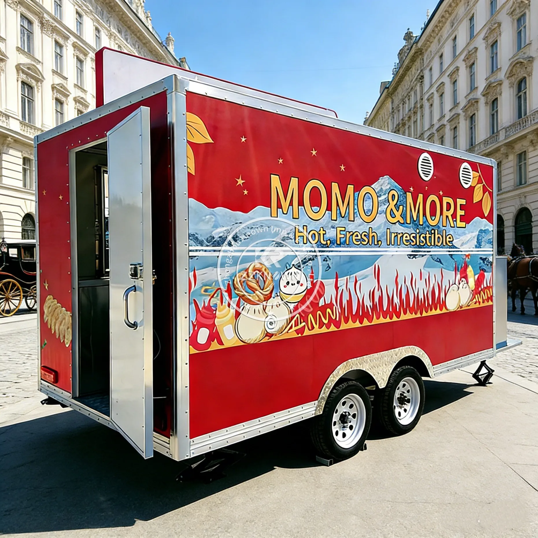Custom UK Style Mobile Food Cart Electric Food Truck Manufacturer Fish Chips or Vegan Fast Food Business Catering Trailer