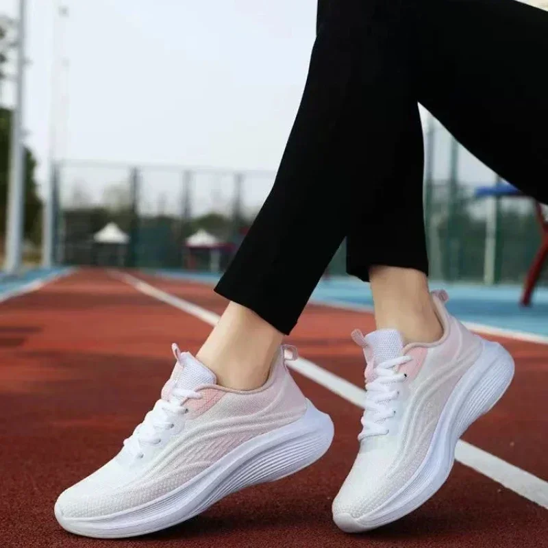 Breathable Lace-up Running Shoes for Women Air Cushion Athletic Sneakers Lightweight Air Mesh Outdoor Sports Training Shoes