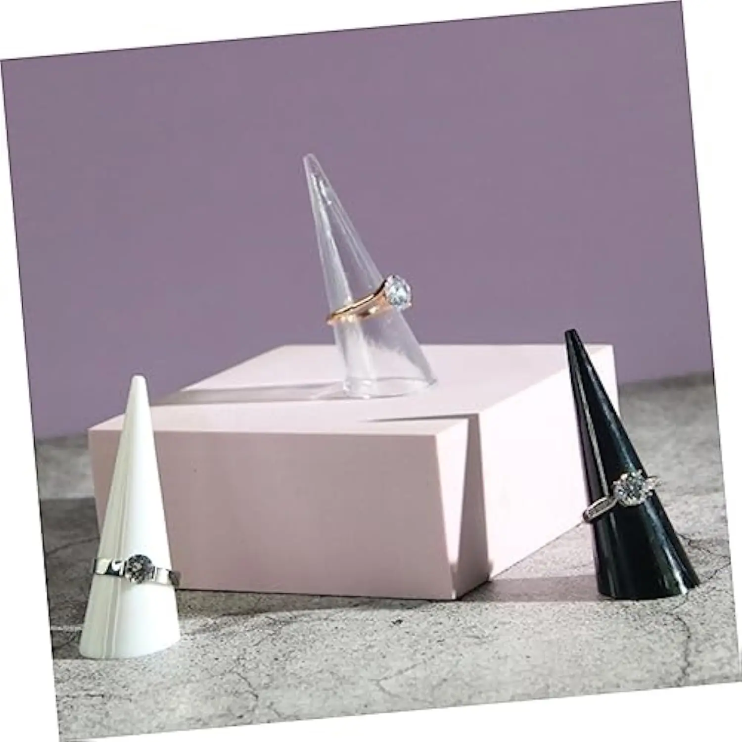 

Abs Rings Bowl Dish Cone Holder Rack Finger Jewelry Support Display Ring Rack Storage space saving for Selling