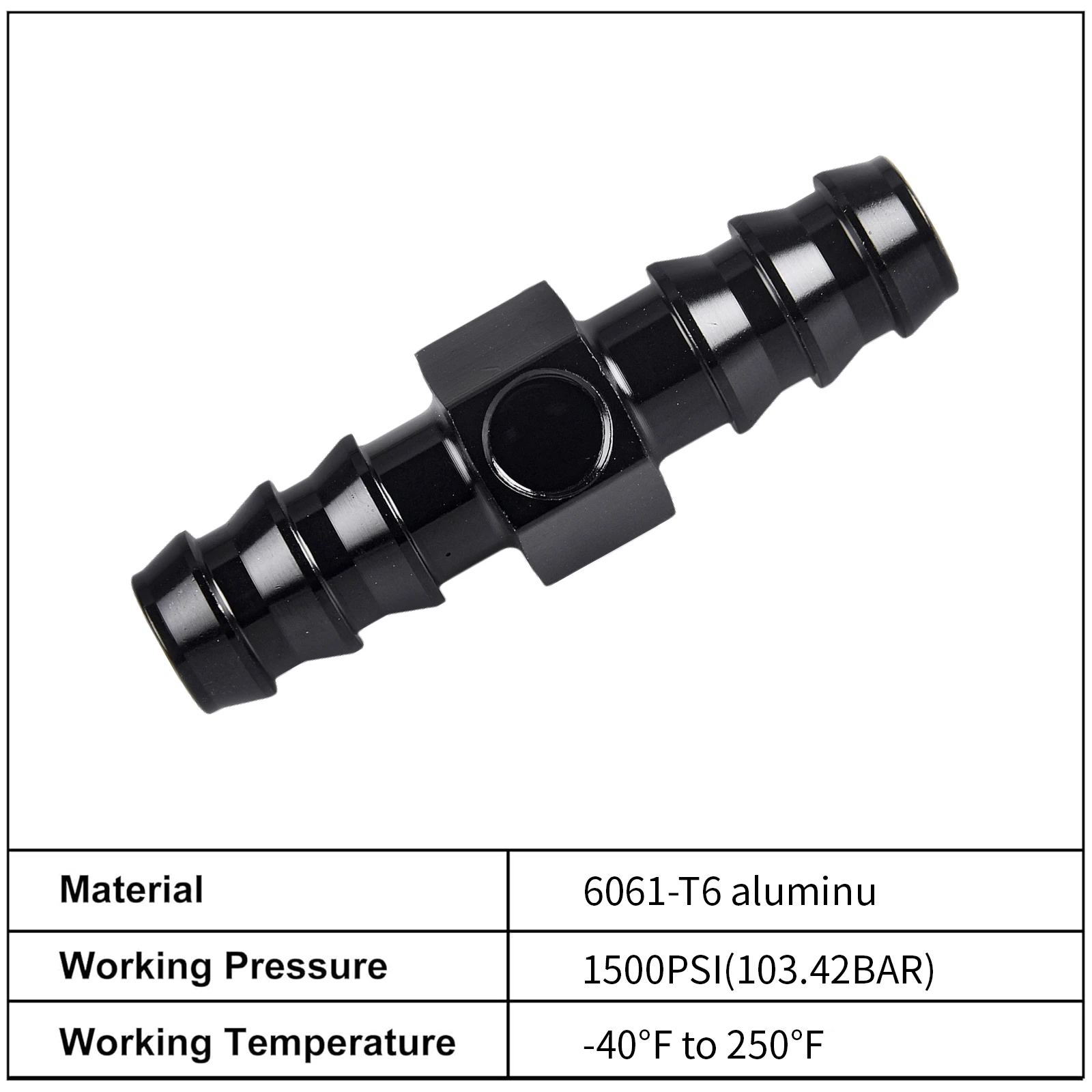 1/2 " / 3/8" / 5/16 "Barb Inline การใช้เครื่องวัดความดันข้อต่ออะแดปเตอร์ 1/8 ปลั๊ก NPT และ Sensor Gage พอร์ตอลูมิเนียม 2PCS