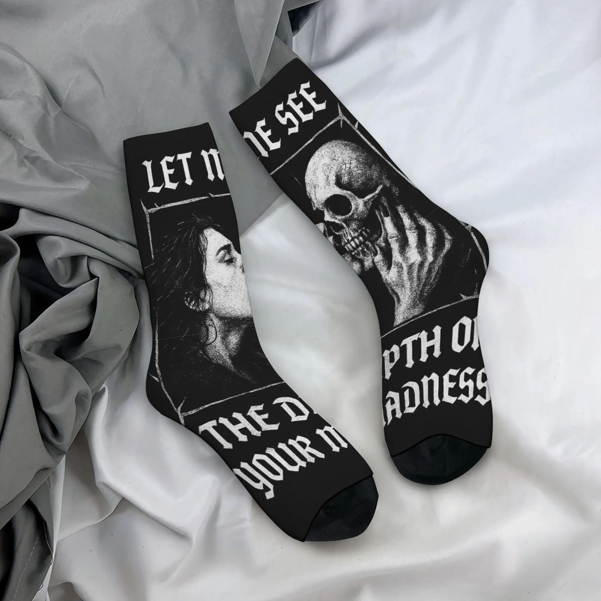 Harajuku retro dark decadent gothic romantic printed men's socks novel street trend dark aesthetic style casual socks fun gift